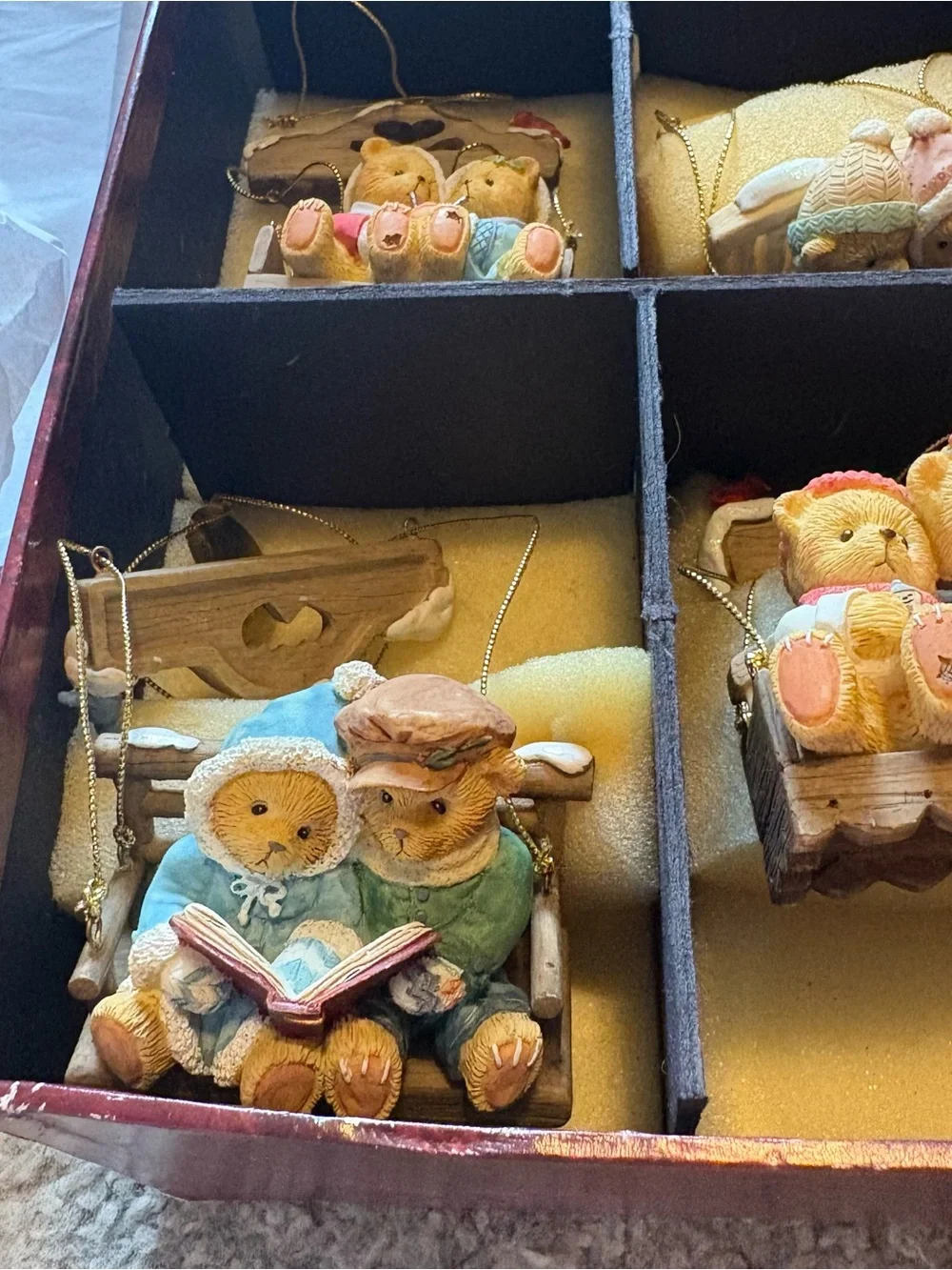 Cherished Teddies Swinging Through Life Ornament Set Vintage Christmas Bradford
